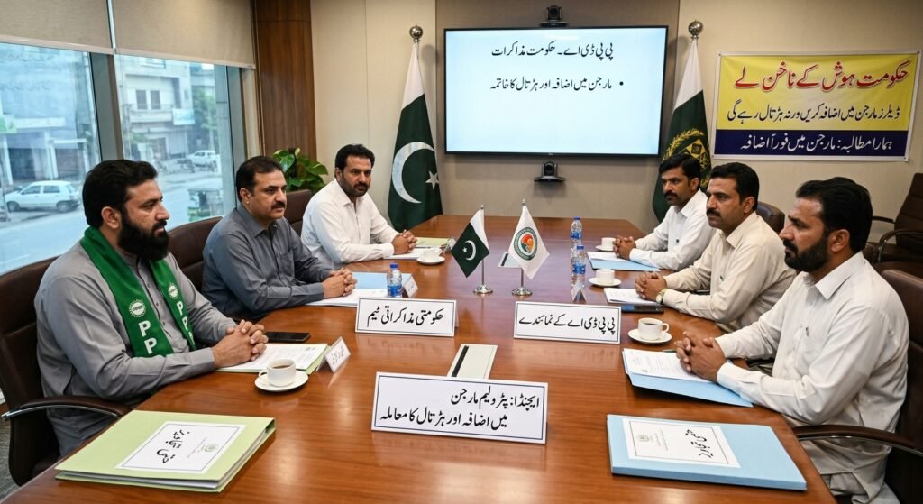	حکومت اور پٹرولیم ڈیلرز کے درمیان مذاکرات کی میز