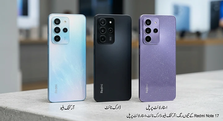 ریڈمی نوٹ 17 کے تینوں رنگوں میں دستیاب ماڈلز