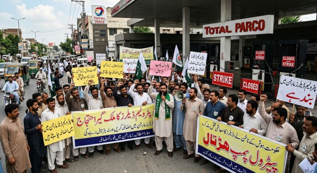 	پٹرولیم ڈیلرز کا احتجاج اور اسٹرائیک کے دوران پمپ بند