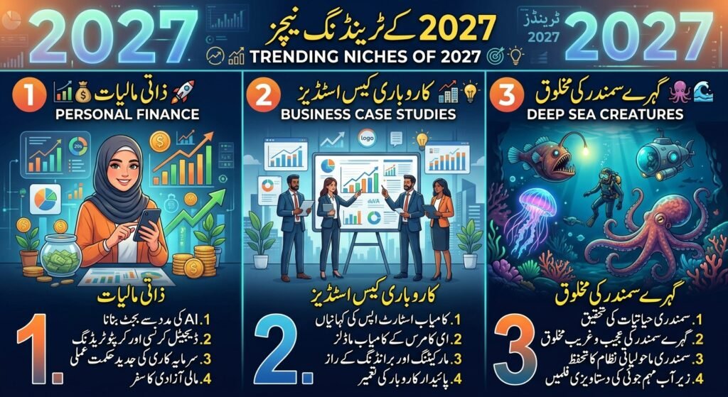 2027 کی ٹرینڈنگ نیچز۔ ذاتی مالیات، کاروباری کیس اسٹڈیز اور گہرے سمندر کی مخلوق