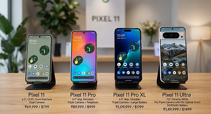 Google Pixel 11 کے چاروں ماڈلز ایک ساتھ