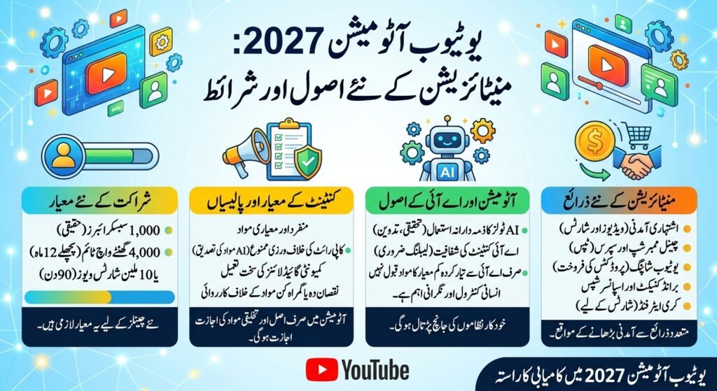 یوٹیوب آٹومیشن 2027 کے لیے منیٹائزیشن کے نئے اصول اور شرائط